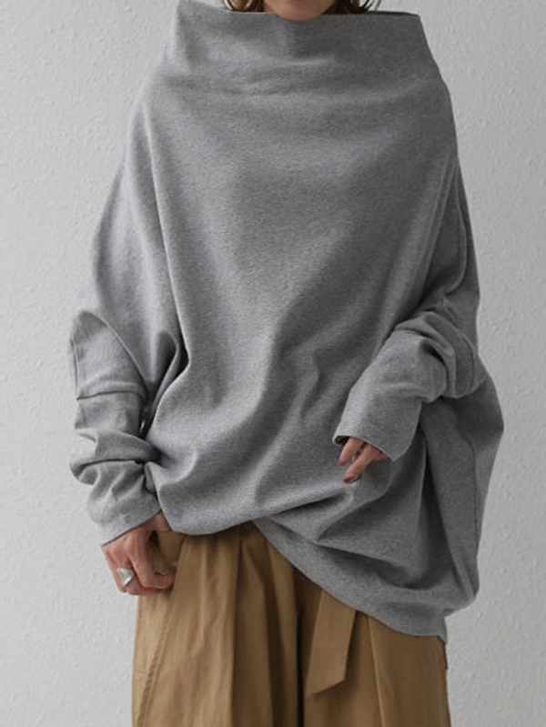 Stylish 3 Colors Loose Stand Collar Batwing Sleeve T-Shirt Tops